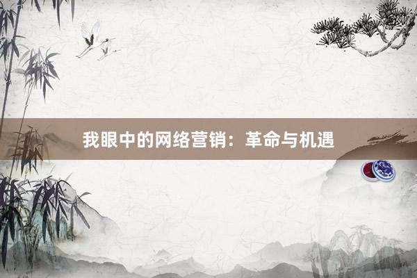 我眼中的网络营销:革命与机遇